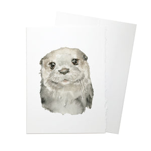 Otter Face Watercolor Greeting Card