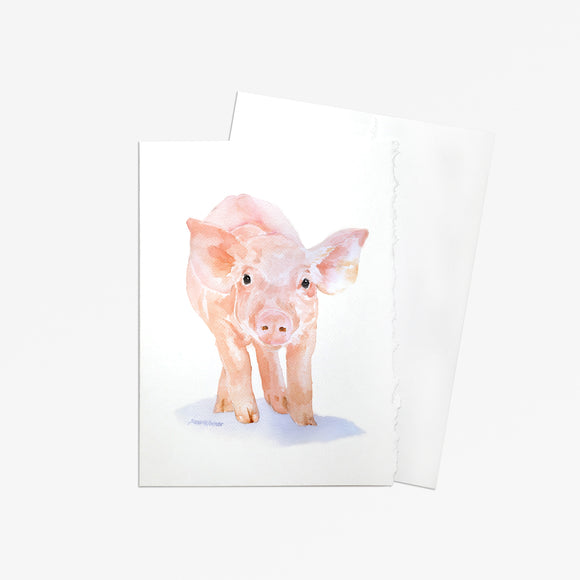 Piglet Watercolor Greeting Card