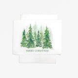Watercolor Pine Trees Christmas Cards Set
