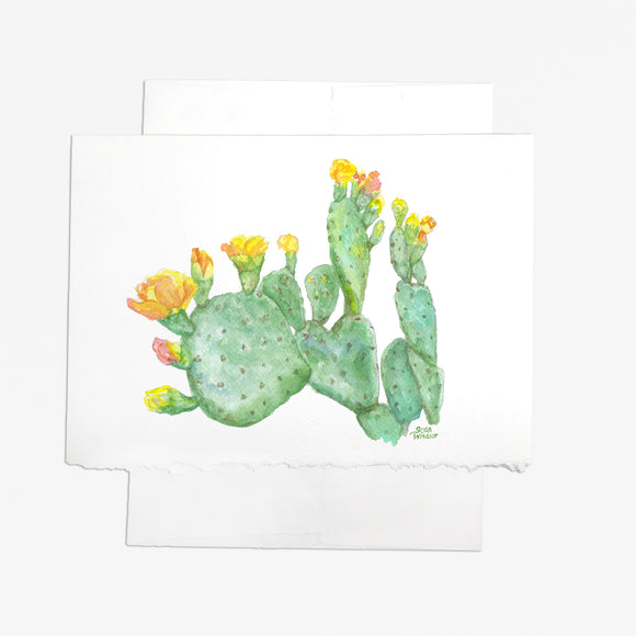 Prickly Pear Cactus Watercolor Greeting Card