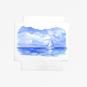 Sailboat on the Ocean Watercolor Greeting Card