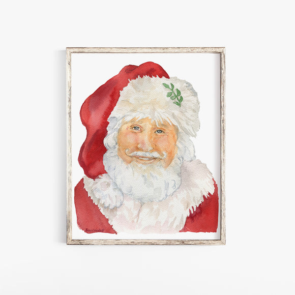 Santa Claus Christmas Watercolor Print