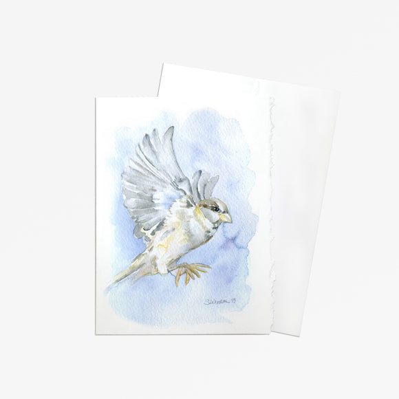 Sparrow Watercolor Greeting Card