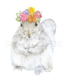 Woodland Animal Floral Art Print Set One - Set of 4 Animals - Deer, Bunny, Fox, Squirrel