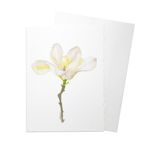 White Magnolia Watercolor Floral Greeting Card