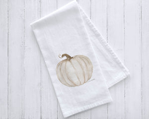 White Pumpkin Watercolor Tea Towel